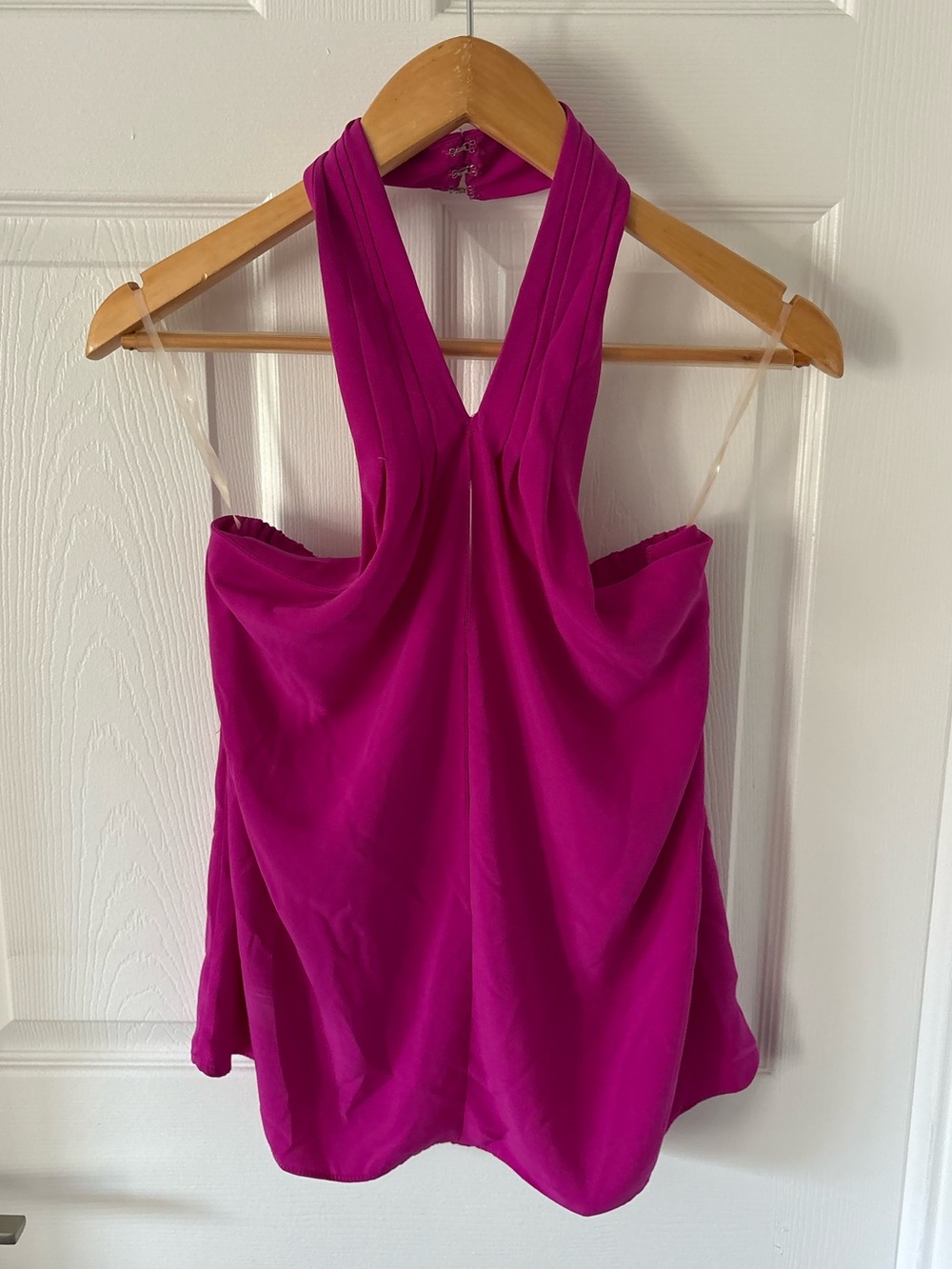DO & BE Magenta Pleated Keyhole Halter Top Size S